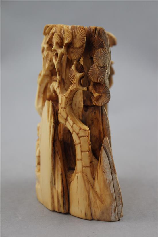 A Chinese mammoth ivory carving of Luohan, 14cm.